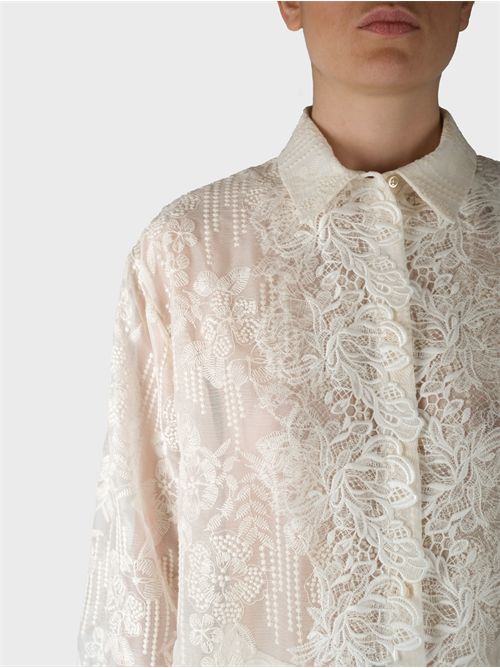 Long chiffon shirt with all-over lace ERMANNO SCERVINO | D464K618IBQ10602